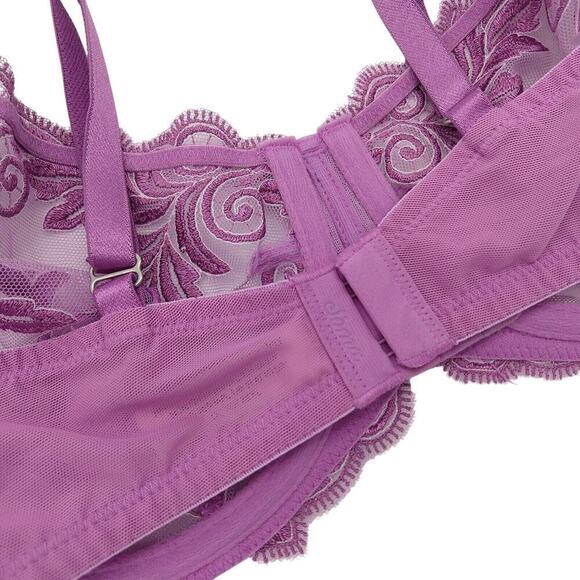 Soma Sensuous Lace Unlined Demi Bra Size 34C New Sheer Purple Embroidered - Picture 5 of 7